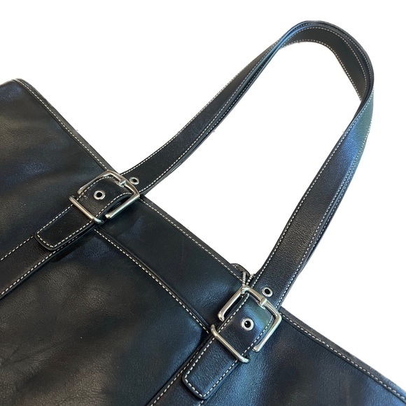 Coach Large Black Leather Hampton Shopper Tote - Picture 3 of 5